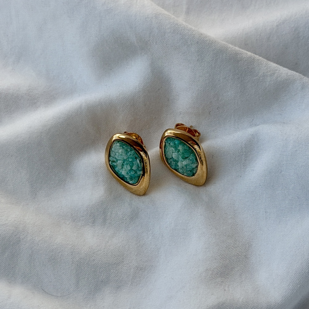 Fragments Earrings - 18k Gold Plated - Amazonite